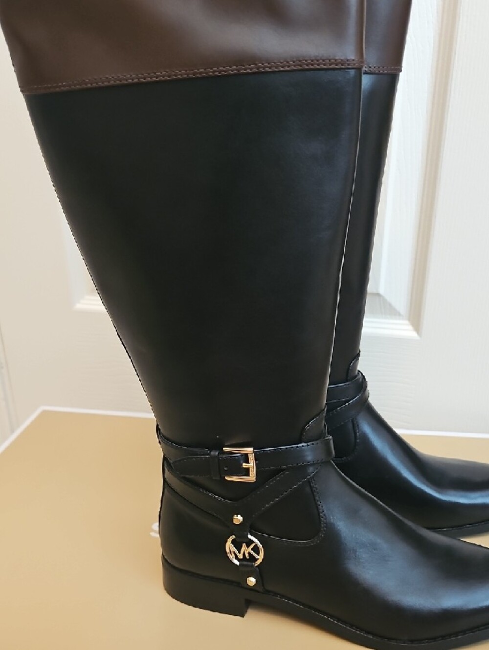 Michael Kors Black & Brown Over-the-Knee Riding Boots - Picture 6 of 6